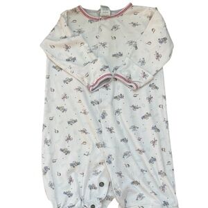Baby Threads White 100% Pima Cotton Airplane & Bear Print Convertible Sleep Gown